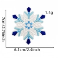 Detail view of snowflake embroidery patch with exact dimensions and weight measurements - Snowflake Patch 32#