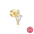 Gold plated S925 sterling silver geometric stud earring with clear zircon inlay - Gold #8 (Rhombus Geometric)