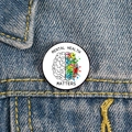 Mental Health Matters round enamel pin badge on a classic blue denim jacket - XZ4781-Colorful Splash Brain