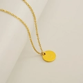 Collier minimaliste en acier inoxydable doré avec pendentif rond gravé de la lettre U - Lettre U (Chaîne Incluse)