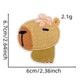 Toppa ricamata Capybara dettagliata con dimensioni 6,7cm x 6cm per decoro abbigliamento - Toppa Animale 3# (Fiore Rosa)