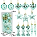13-piece mint green and white Christmas ornament set with glitter stars and balls - 4cm Flat Box (13 Pieces) / Emerald Green