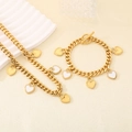 Dettaglio del set catena cubana placcato oro 18K con ciondoli a cuore smaltati - Oro Bianco (KS221762-Z)