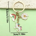 Portachiavi unicorno con ciondoli arcobaleno e margherita, dimensioni totali 8,0 cm x 3 cm - Unicorno Arcobaleno (Unicorno/Arcobaleno/Margherita)