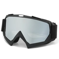 Black ski goggles with silver mirrored lenses and adjustable strap for snow sports - Sand Black Frame White Silver Mirror