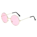 Lunettes de soleil rétro rondes en métal doré avec verres roses et style vintage - Verres Roses (Enfants)