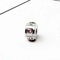 Charm cœur en argent avec cristal rose et strass pour bracelets à composer - Charm Coeur en Pierre Rose Argent