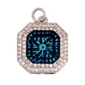 Octagonal gold-plated pendant featuring blue-green spiral texture and zircon frame - Light Blue M847419-8