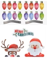 Magnetic Christmas bulb stickers set with Santa, reindeer and Merry Christmas sign - RFM006 + 16 Bulbs + 6 Wires