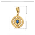 Technical drawing showing 30mm length and 16mm width of the blue stone gold pendant - Retro Oval-Blue Main Stone