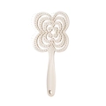 Beige vented detangling hairbrush with clover hollow design and nylon bristles - Four-leaf Clover / Clover Off-white