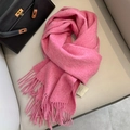 Pink pure Australian wool scarf with thick twist texture and fringe detailing - Rose Red