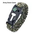 Bracciale di sopravvivenza multifunzione 5-in-1 in paracord mimetico verde e bussola - Verde Militare Camo
