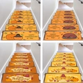 Detail showing non-slip Thanksgiving stair mats with pumpkin and turkey festive patterns - Thanksgiving Pumpkin Decor (BD20240808)