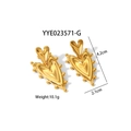 Orecchini a doppio cuore in oro con bordo a perline e finitura in acciaio - Stile Cuore Dorato (YYE023571-G)