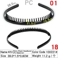 Glossy black plastic headband with inner teeth design and precise measurements - 4053 Glossy Black - PC