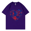 T-shirt violet oversize en coton avec imprimé graphique cœur thème USA rouge et bleu - Violet