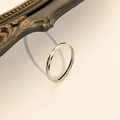 Minimalist silver titanium steel ring featuring geometric faceted cut and slim band - Silver