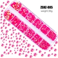 Rose pink flatback rhinestone set in 12-grid organizer for DIY nail art and crafts - Deep Rose Red AB (ZSHZ-885)