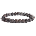 Natural agate tiger eye beaded bracelet with unique grey and brown earthy textures - Flame Stone / 6mm