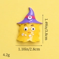 Detailed dimensions of yellow resin monster charm with purple wizard hat for DIY crafts - Yellow Monster Purple Hat