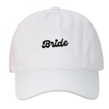 White washed cotton baseball cap with black Bride embroidery and adjustable back strap - Adjustable / White