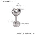 Titanium alloy heart-shaped zircon lip stud with dimensions and technical specifications - Steel Color Lip Stud (T014)