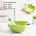 Green apple shaped ceramic salad bowl set with matching spoon for creative home dining - Apple