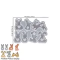 7-cavity bunny silicone mold with heart centers and finished resin samples shown - 7-Cavity Rabbit Mold (Height 2.1cm)