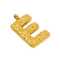 Gold letter E pendant necklace with hammer textured metal surface and top bail - Letter E - Gold Pendant