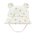 Detail of baby cotton bucket hat with cute 3D ears and yellow floral patterns - White Yellow Floral (14#)
