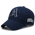 Berretto da baseball blu scuro con ricamo 3D bianco A e logo laterale Fashion Sports - Regolabile / Blu navy