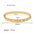 Detailed dimension guide for 18K gold plated bangle with dimensions and weight info - Geometric Cube Style (HF-B5180-G)