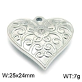 Colgante de corazón de acero inoxidable plateado con diseño floral calado - Estilo Color Acero (KLJ5893-Z)