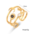 Black and White Enamel Sun Moon Star Triple Layer Open Ring
