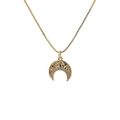 Gouden ketting met maan- en sterhanger en zirkonia voor dames op witte achtergrond - Halve Maan Hanger-Goud/Witte Zirkonia
