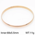 Polished gold 5.5mm stainless steel round bangle with internal diameter 68mm - Single Gold Polished Bangle (KB183728-LO)