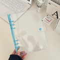 Transparent PVC 6-ring binder cover with blue clip closure for A5 A6 planners - A5 / Blue