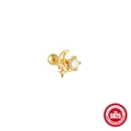 Gold S925 sterling silver moon star stud earring with shimmering crystal and ball back - Single Gold #2 (Moon Star Tassel)