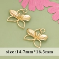 Ciondoli a fiore placcati in oro per la creazione di gioielli fai da te 14,7x16,3mm - Pendente a Fiore Vuoto / Oro