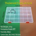 Transparent 24-compartment plastic organizer box with red buckles for small parts - Thickened 24 Fixed Compartments (28.3*19.2*2.2cm)