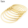 7pcs minimalist 2mm square wire 18K gold plated stainless steel bangles set for women - Set of 7 / 60mm