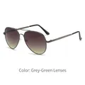 Occhiali da sole aviator a doppio ponte con lenti grigio-verdi e montura canna fucile - Sfumato Grigio-Verde
