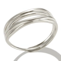 Polished silver V-shaped multi-layer crisscross open ring in stainless steel - Style I Steel Color
