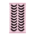 Set of 10 pairs of black false eyelashes in a pink tray for daily makeup look - XH49 (10 Pairs Pink Tray)