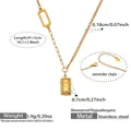 Détails du collier pendentif lingot d'or avec mesures de longueur et plaquage 18k - Style Lettre GOLD / Doré
