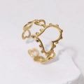 Anillo de corazón calado en acero inoxidable chapado en oro 18K para mujer ajustable - Ajustable / Dorado