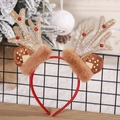 Christmas reindeer headband with gold glitter antlers and brown ears for holiday party - Champagne Reindeer Antlers