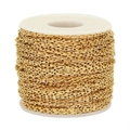 Cadena de lazo de acero inoxidable dorado en rollo para joyería DIY y accesorios - 2,2mm de Ancho * 1 Metro / Dorado