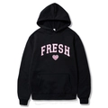 Schwarzer Kapuzenpullover mit pinkfarbenem FRESH-Schriftzug und Herz-Grafikprint - S / Oberteil Und Unterteil / Schwarz